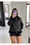 Black Shiny Thai Hairy Leather Coat - 3