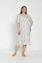 Women's Plus Size Patterned V-Neck Short Sleeve Viscose Nightgown 12149 - 6