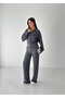 Women's Modal Fabric Embroidery Detailed Polo Collar Sweatshirt Double Set - 4