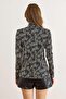 Women's Rain Patterned Turtleneck Long Sleeve Blouse - 6