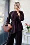 Premium Asymmetrical Cut Double Face Suit - Brown - 8