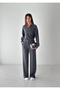 Women's Modal Fabric Embroidery Detailed Polo Collar Sweatshirt Double Set - 2