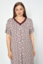 Women's Plus Size Patterned V-Neck Short Sleeve Viscose Nightgown 12155 - 7