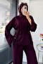 Premium Asymmetrical Cut Double Face Suit - Plum - 3