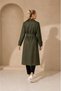 Women's Khaki Full-Length Belted Seasonal Trench Coat with Ankle Detail Nbft012 - 5