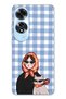 Oppo A60 Compatible Transparent Phone Case with Women and Cat Pattern and Shawl