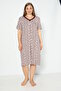 Women's Plus Size Patterned V-Neck Short Sleeve Viscose Nightgown 12155 - 5