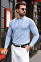 Baby Blue Regular Fit Polo Collar Knitwear Men's Sweater E7509 - 2