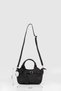 Women's Black Textured Faux Leather Hand and Shoulder Bag with Metal Buckle Black - 7