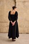 Women's Black Balloon Sleeve Maxi Dress - 4