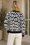 Women's Long Sleeve V-Neck Leopard Pattern Buttoned Casual Stylish Soft Black White Knitwear Cardigan - 3