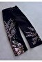 High Waist Samurai Sakura Printed Black Pants - 4