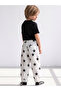 Boy's Two-Piece Set Ecru Black Star Carrot Pants + Black Combed Cotton T-Shirt - 3