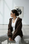 Women's Brown Winter Zipper Hooded Jacket - 3