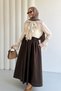 Lace-Up Detailed Crew Neck Shirt with Lace Detail and Flared Sleeves - 3