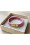 Fuchsia Royale Gold Lock Double Row Weave Genuine Leather Unisex Bracelet - 2