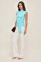 New Season Half Fishmesh Draped Bluz with Shawl Detail - 5