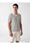 Esvab • Modern & Distinctive Devrik Roba Collar Striped Men's T-Shirt