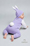 Rabbit Ears Newborn Romper Set 100% Cotton Adjustable Pompom Baby Girl Romper Hat Set Lilac - 4