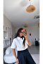 White Crop Zipper Collared Shirt Blouse - 2