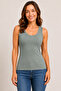 Women's Khaki Body Cotton Lycra Fabric Athlete Sleeve Blouse