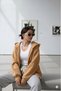 Women's Camel Full Zip Hooded Cardigan