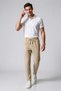 Men's Beige Trousers with Elastic Waist, Lycra, Non-Marking, Regular Fit, Daily Wear, Lace-Up, Jogger Style - 3