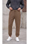 Men's Brown 3 Thread Jogger Sweatpants with Elastic Cuffs - 4