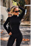 Backless Turtleneck Lace-Up Long Sleeve Blouse - 2