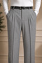Men's Gray Pleated Detail Comfortable Fit Premium Series Fabric Trousers - 2
