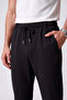 Men's Black Trousers with Elastic Waist, Lycra, Non-Marking, Regular Fit, Casual, Lace-Up, Jogger Style - 4