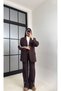Premium Series Stripe Detail Single Button Buckle Fabric Lightweight Long Blazer Jacket Elastic Tie Detail Long Palazzo Pants Casual Stylish Affordable Suit - 4