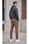 Men's Brown 3 Thread Jogger Sweatpants with Elastic Cuffs - 3