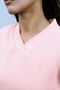 Women's Pink V-Neck Oversize Sweatshirt (80% Cotton) - 3