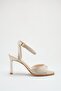 Women's Gold Heeled Sandals Bridal Wedding Engagement Wedding Invitation Crocodile Pattern Ankle Strap 9 cm - 2