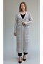 Thin Long Cardigan with Brooch on the Front and Long Holes - 3