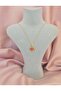 Gold Color Orange Maple Leaf Motif Elegant Necklace with Sparkling Stones