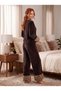 New Season Women's Velvet Crew Neck Plush Detailed Special Design Long Sleeve Pajama Set - 5