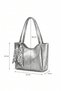 Women's Burgundy Tote Bag Shopper Shoulder Bag with Scarf Gift 33X23X9Cm - 3