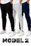 Set of 3/3 Pieces Unisex Ribbed Regular Black Gray Navy Blue Color Sports Sweatpants
