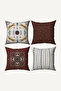 Ahenk Ethnic Leopard Patterned Double-Sided 4-Piece Combination Decorative Throw Pillow Cover Set - 2