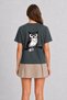 Women's Modern Striped Owl Art Print Back Printed - Smoked - 2