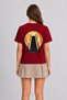 Women's Retro City Escalator Graphic - Back Print - Red - 2