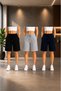3 Pieces of Women's Shorts Compatible with Daily Outfits (Black-Grey-Navy Blue) Premium Cotton Shorts