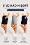3 Pieces Trend Women's Shorts (Black-Grey-Navy Blue) Oversize Ultra Comfort - 3