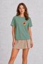 Women's Retro-Inspired Biker Graphic Design - Green