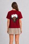 Women's Western Inspired Bison Graphic Back Print - Red - 2