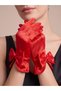 Red Big Bow Short Satin Women's Gloves – Accessory for Wedding, Engagement, Nikkah, Henna Night, Prom, Event, Party, Costume, Graduation, Bachelorette, and Photo Shoot