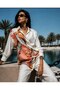 Women's White Leopard and Scarf Patterned Asymmetrical Cut Oversize Stylish Shirt - 4