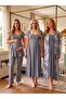 New Season Smoked Patterned Button Detailed Design Lace Wide Strap 100% Cotton Maternity Pajama Set 4-Piece Set - 7